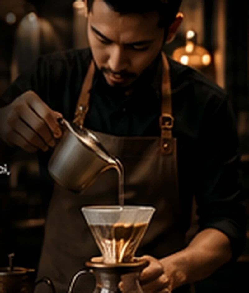 Barista meracik kopi dengan teliti